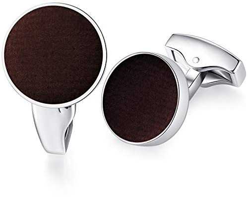 HONEY BEAR Herren Hochzeit Baumwolle Stoff Samt Manschettenknöpfe Cufflinks Manschettenknopf,Runden