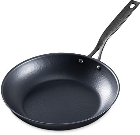 Navaris Karbonstahl Pfanne 28 cm - professionelle blaue Karbonstahl Bratpfanne - für alle Herdarten auch Induktion - Karbonstahlpfanne eingebrannt