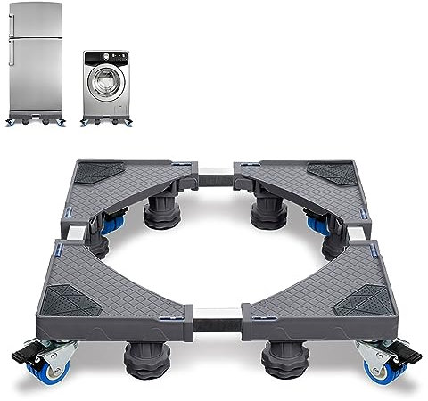 LZQ Waschmaschinen Untergestell, Bärenlast 300 kg Waschmaschine Sockel Verstellbare Sockel für Kühlschrank Waschmaschine Trockner und Gefrierschrank(Einstellbare Breite 44-75 cm Höhe 11-13 cm), Grau