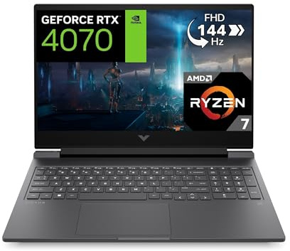 Victus HP 16-s0000sf PC Portable Gaming 16.1 FHD IPS (Ryzen 7-7840HS, RAM 16 Go, SSD 512 Go, NVIDIA GeForce RTX 4070 8GB, AZERTY, Windows 11) Argent mica