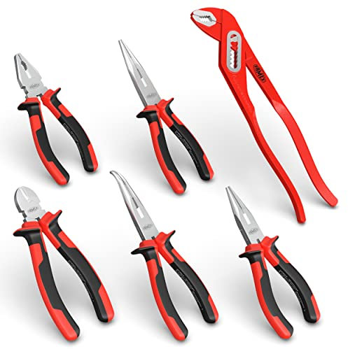 FAMEX 3957-6 Profi Zangen Set in TOP Qualität - mit Seitenschneider - Kombizange - drei Telefonzangen - Wasserpumpenzange - 6-tlg.