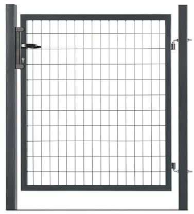 Easy Clôture Portillon grillagé en Acier galvanisé Maille 100 x 50 L 1m20 x 1m75 Noir