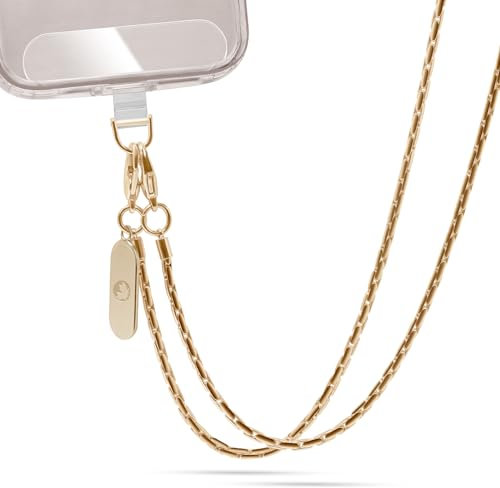 ROCONTRIP Metal Phone Strap Crossbody Phone Lanyard Chain Strap with 2 TPU Tether,Chain Crossbody for Women Girls Neck Straps for Most Mobile Phones