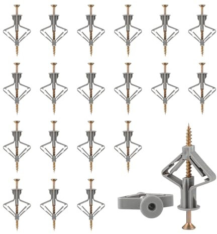 50 Sets Hohlraumdübel Butterfly, Spreizdübel Hohlwanddübel, Gipskartondübel Set mit Schrauben, Rigipsdübel Schrauben Set für Regibsdübel Wand, Hohlwände Beton Gipskarton Dübel Befestigungen (grau)