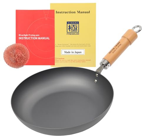 鐵兎堂 Riverlight KIWAME Premium Poêle à frire en fer, wokpan, kit de démarrage, sans revêtement, résistante à la rouille, fabriquée au Japon (28 cm)