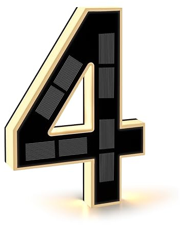 CARPESUN Numero de Maison Exterieur Solaire Illuminé pour Extérieur étanche, Numero Porte, Plaque de Numéro de Maison Illuminée Solaire, Numéro de Maison Lumineux Noir (4 - Noir, 23 cm)