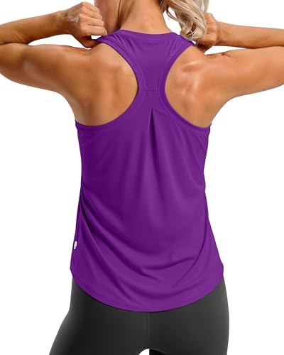 G Gradual Women's Workout Tank Tops Racerback Athletic Yoga Tops Loose Fit Sleeveless Running Gym Sports Shirts for Women(Dark Purple,L)