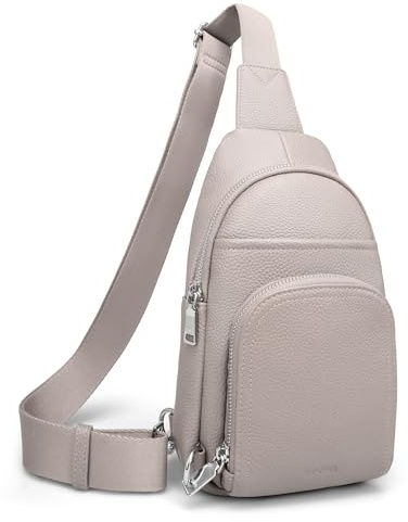befen Umhängetasche aus echtem Leder für Damen, kleine Umhängetasche, Diebstahlschutz, Gürteltasche für Herren, mit RFID-Blockierung, grau, 6.1 x 1.8 x 11 inches