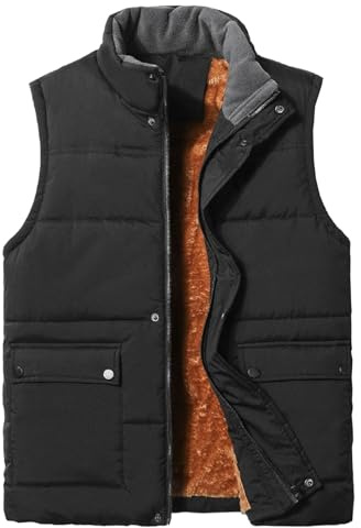 Gilet invernale da uomo foderato in pile, senza maniche, impermeabile, caldo, da lavoro, esterno, casual