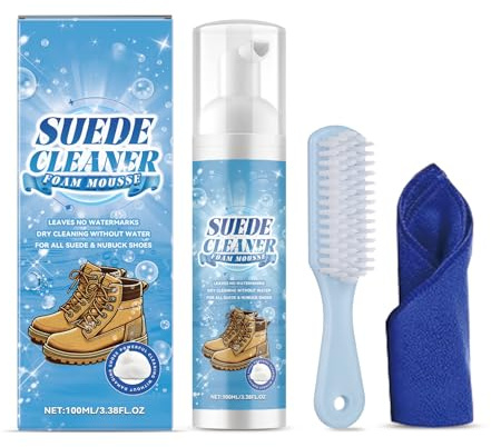 AWJUWHBJ Suedes - Set completo di schiuma detergente per nabuk per scarpe, borse, giacche, set completo di pulizia con panno per spazzola, strumento incluso, detergente per camoscio con spazzola e