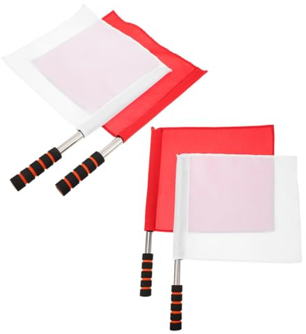 Gogogmee Banderas de Árbitro para Fútbol y Voleibol 4 Piezas Rojo y, Señales de Juez de Línea Mango de Espuma, Banderas de Seguridad para Entrenamiento Atlético y Gestión de Tráfico
