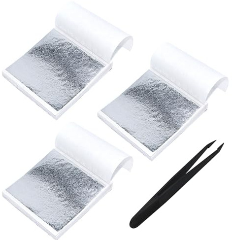CATELL 300 Hojas Pan de Oro Hojas de Imitación de Oro Papel de Oro Manualidades Pan de Plata para Proyectos de Arte Decoración Artesanal DIY Crafting Decoration de Uñas (9 * 9cm)-2