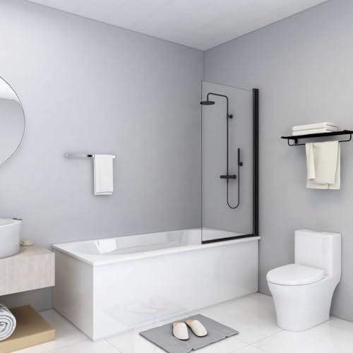 Kaloriko Cabine de douche en verre de sécurité ESG avec cadre en aluminium noir - 68 x 130 cm - Réglable - Porte de douche pliante - Pour salle de bain - Entrée d'angle avec poignée et joint