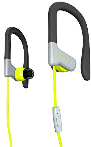 Energy Sistem Sport 1 - Auriculares Deportivos (Cable de 1.2 m, Mini Jack 3.5 mm, micrófono Incorporado, Secure-fit, Sweatproof, Control Talk) Color Amarillo