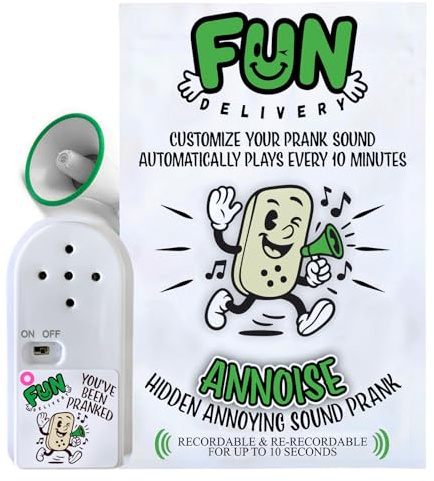 FUN delivery Annoise: Hidden Recordable Prank Device – Programmable Noise Maker with Voice Button for April Fool's Day Pranks, Funny Gag Gift for Boss, & Harmless Practical Joke for Coworkers