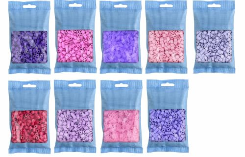Happy Price Toys Midi strykpärlor konvulut HPT-20-9: 9 000 stycken i lila, rosa, lila, plommon, ros (pastell och transparent)