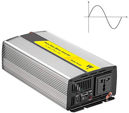 SSCYHT ren Sinus-växelriktare, DC 12 V/24 V till AC 110 V/220 V bilkontakt växelriktningsadapter strömriktare med USB-laddningsportar och AC-uttag billaddare, 300 W, DC 12 V