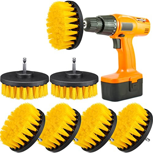Remerry 6 Pcs Drill Brush Attachment, Power Scrubber Cleaning Kit, Yellow