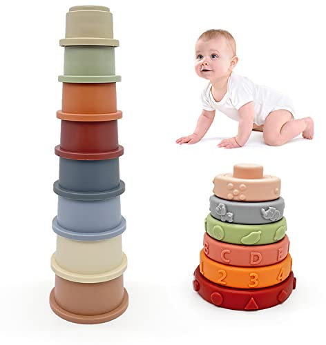 AESTEMON Baby Spielzeug ab 6 Monate, Stapelturm Stapelbecher Montessori Spielzeug ab 1 Jahr, Motorikspielzeug Babyspielzeug 6 8 9 Monate 1 2 3 Jahre Jungen & Mädchen Geschenk