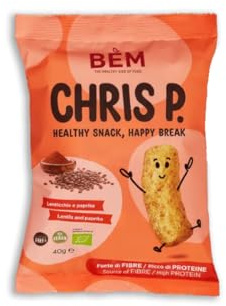 BEM CHRIS P. Patatine di Lenticchie e Paprika - Ricco di Proteine e Fonte di Fibre, Biologico, Croccante e Speziato - 40g x 6 Pack - Senza Glutine, Vegan food