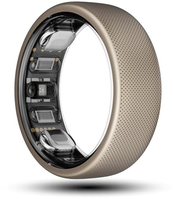 Amazfit Anillo Inteligente Helio, sin suscripción, Monitor de sueño, frecuencia cardíaca, estrés, Carga rápida de 1.4 Horas, iPhone y Android, aleación de Titanio, Resistencia al Agua para