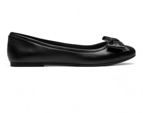 Windsor Smith Womens Black Leather Flat Shoes with Bow - Bunny