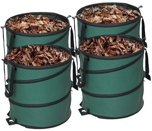 Outsunny Gartensack 4x86L wasserdicht Gartenabfallsack mit Griffe, stabil Laubsack, selbststehend Gartensäcke, wiederverwendbare Gartenabfallsäcke für Gartenabfälle Grünschnitt