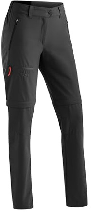 Maier Sports NATA Zip Loop, Pantalon de randonnée pour Femme, imperméable, pour Le Trekking et la randonnée, Fonction T-Zip-Off Pratique, sans PFC,mSTRETCH Pro 2 et Dryprotec Noir