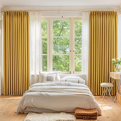 Cortina plisada extralarga para cortinero transversal de 120 pulgadas, cortinas de oscurecimiento de habitación, 52 pulgadas de ancho x 120 pulgadas de largo, alzapaños incluidos, elegante panel