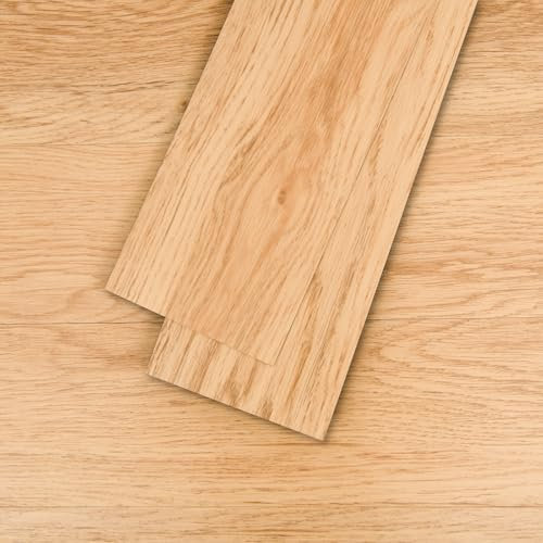Mysflosy Self-Adhesive Vinyl Flooring Plank, 36 Pack Natural Wood Grain Peel and Stick Flooring Waterproof for DIY Installation, Cover 5 ㎡