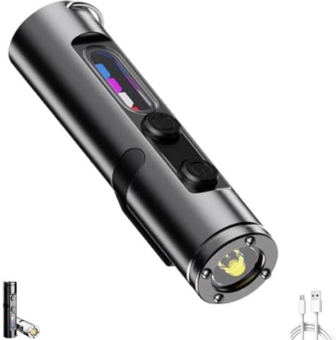 Tac lite Mini - The Ultimate Everyday Micro Tool, Rechargeable LED Magnetic Super Bright Tactical Flashlight with Hat Clip, 3 BrightnessGifts for Men, Waterproof, (Black)