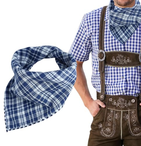 OUDQFCJ 1 PCS Pañuelo para Oktoberfest y Fiesta de Trajes Típicos (Azul), de cuadros, ideal como pañuelo para cuello, cabeza o brazo