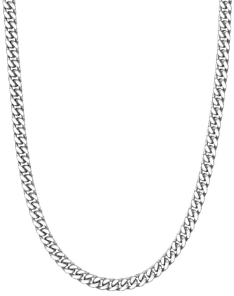ChainsHouse Kedja för kvinnor, pansarkedja 5/12/14 mm Chunky Miami halsband i rostfritt stål, länkkedja silver/guld, massivt, tjock, kubansk kedja 46/51 cm, halsband, halsband för kvinnor, mor, 51cm