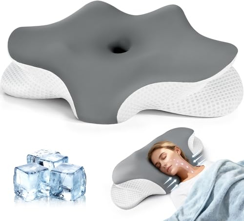 JUOIFIP Oreiller Orthopédique en Mousse à Mémoire de Forme, Ergonomique Cervical pour la Nuque, Oreiller pour Dormir sur Le côté, Le Dos et Le Ventre