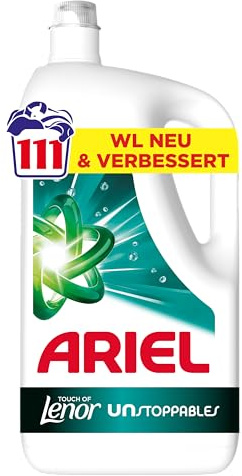 Ariel flytande tvättmedel, 111 tvättar, universal+ Touch of Lenor Unstoppables, djuprenhet för långvarig friskhet