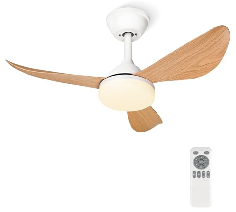 Lirixia Ventilador De Techo Con Luz Y Mando A Distancia,Diámetro 78 Cm,Palas Efecto Madera,Motor DC Silencioso De 28 W, 6 Velocidades, 3 Temperaturas De Color,Temporizador,Función Verano/Invierno