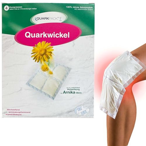 QUARKPACK® Arnika – Kühlende Quarkkompresse bei Schwellungen, Prellungen, Gelenksschmerzen & Insektenstichen – 8 Stück für bis zu 32 Anwendungen – Natürliche und schnelle Wirkung