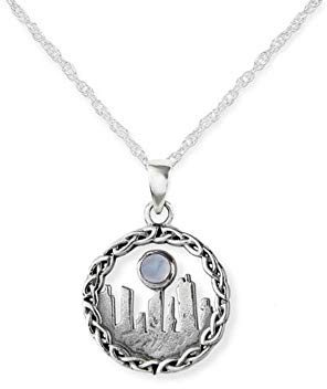 Colgante de plata de ley 925 inspirado en Outlander con piedras de pie, diseño tradicional escocés de las tierras altas, pequeño – piedra lunar auténtica, Piedra Plata de ley Plata, Piedra lunar