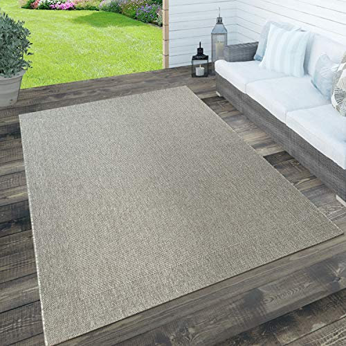 Paco Home Teppich Indoor-Outdoor, moderner Jute-Look in natürlicher Sisal Optik, robust & wetterfest, ideal für Terrasse Wohnzimmer & Küche, Grösse:120x170 cm, Farbe:Grau