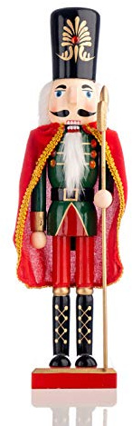 Nataland Schiaccianoci Soldato In Legno Dipinto A Mano 36 Cm Con Mantello, Perfetto Come Decorazione Natalizia, Come Regalo e Da Collezione (36 Cm, John)
