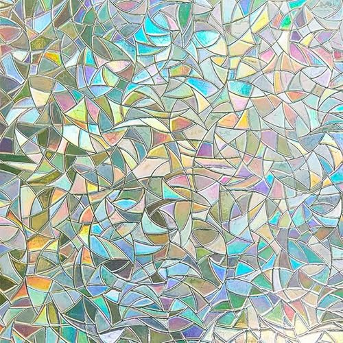 LEMON CLOUD Window Privacy Film, Decorative and Stained Glass Window Stickers, Rainbow Cling Holographic,No Glue Frosted Half Moon Anti-UV(17.5in. By78.7in)