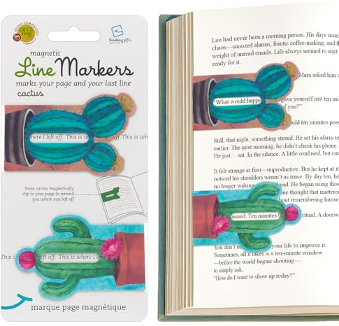 Gifts for Readers & Writers Linemarker Magnetic Bookmarks for Women & Men Cactus, Set of 2 Magnet Bookmark Clips, Magnetic Page Holder & Book Marker for Reading with Cute Bookmarks Design for Kids
