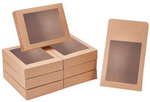 NBEADS 24 Stück 17.5x13.5x3.5cm Geschenkbox Mit Fenster, Kamel Falten Sie Papierboxen Schmuck Box Wiederverwendbar Kraft Treat Boxen Für Party Geschenk Schmuckverpackungen