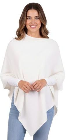 Marenza Poncho Misto Cashmere Donna Made In Italy (Bianco)