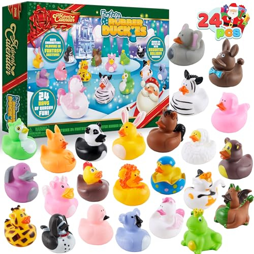 JOYIN 24 dagar julkalender 2024 med 24 djurgummi för barn småbarn, 24 dagars nedräkning adventskalender