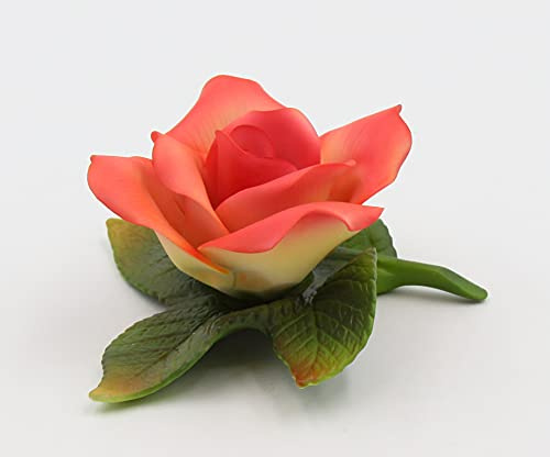 Cosmos Gifts Fine Porcelain Hand Formed Hand Painted Rose Flower Figurine, 3-5/8 L
