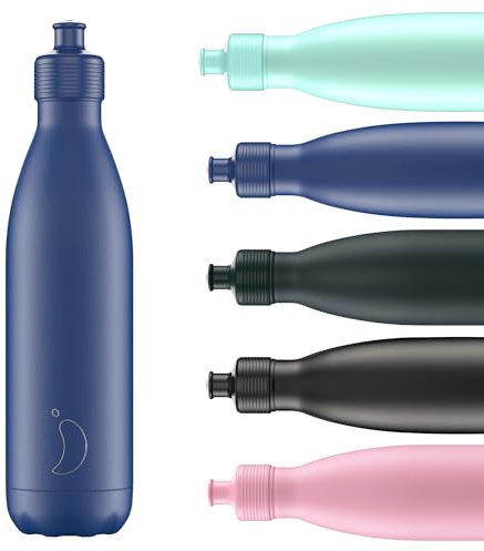 Chilly's Original Sports Bottles - BPA-Free Stainless Steel Reusable Water Bottle - Keeps Cold, Double Walled, Vacuum Insulated - Dishwasher Safe Lid - 750ml - Matte Blue