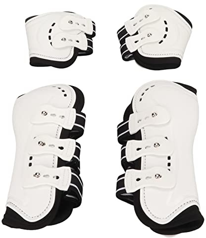 Pssopp Guêtres de Tendon de Cheval, Bottes de Jambe Arrière Réglables et Résistantes aux Chocs pour Cheval (L)