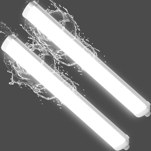 Viugreum 2 Pack 40W feuchtraumleuchte led 115cm 4800LM werkstatt feuchtraum lampe IP65 Wasserfest Neutralweiß 4000K roehrenlampe garage keller lichtleiste Komplett röhre für Bad küche Warenhaus