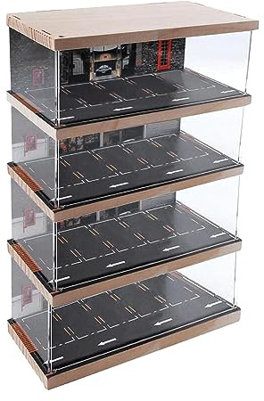 perfeclan Kit Di Modellismo Diorama, Vetrina per Auto Modello 1/64 Vetrina per Garage per Auto Vetrina per Espositore Protezione Vetrina in Acrilico per Collezionisti Auto, 4 livelli